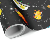 Aquarellkautschuk Duck Astronauten Kinder im Weltr Geschenkpapier (Rolleneckpunkt)