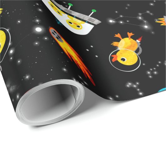 Aquarellkautschuk Duck Astronauten Kinder im Weltr Geschenkpapier (Rolleneckpunkt)