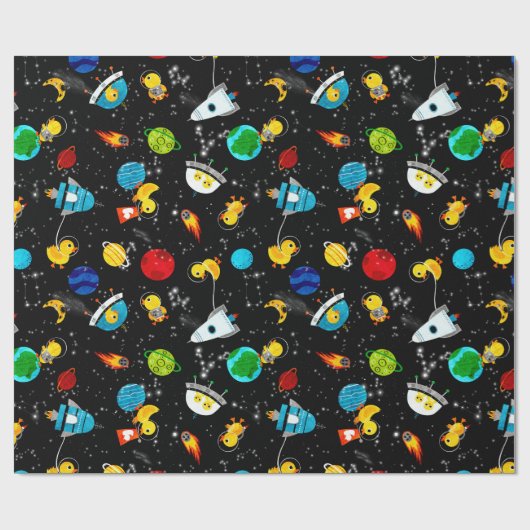 Aquarellkautschuk Duck Astronauten Kinder im Weltr Geschenkpapier (Flach)