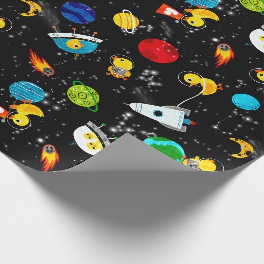 Aquarellkautschuk Duck Astronauten Kinder im Weltr Geschenkpapier (Ecke)