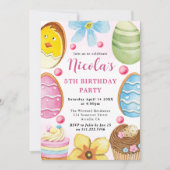 Aquarellkeks Osterkeks 5. Geburtstag Einladung (Vorderseite)
