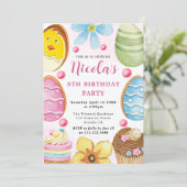Aquarellkeks Osterkeks 5. Geburtstag Einladung (Stehend Vorderseite)