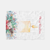 Aquarellkerze und Weihnachtsdekoration Fleecedecke (Vorderseite (Horizontal))
