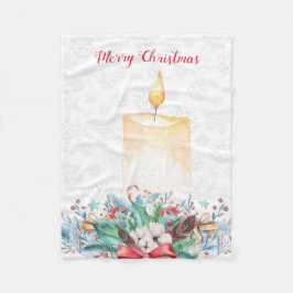 Aquarellkerze und Weihnachtsdekoration Fleecedecke