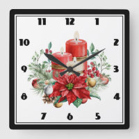 Aquarellkerzen und Poinsettia Weihnachten