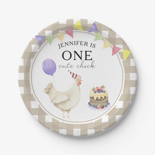 Aquarellkick 1. Geburtstag Pappteller (Vorderseite)