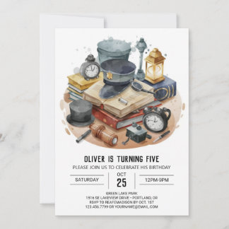 Aquarellkids Detektiv Geburtstag Einladung