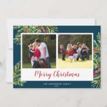 Aquarellkiefer 2 Foto Blau Frohe Weihnachten