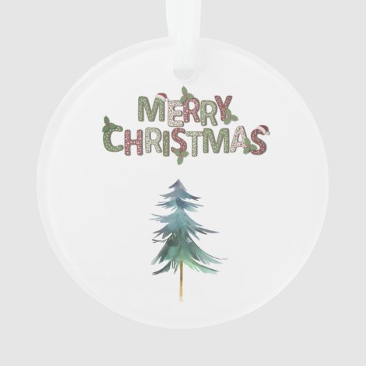 Aquarellkiefer Bäume Unser erster Weihnachtsurlaub Ornament (Rückseite)