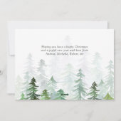 Aquarellkiefer Bäume Weihnachtsfest Foto Feiertagskarte (Rückseite)