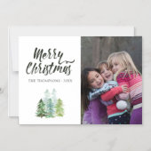 Aquarellkiefer Bäume Weihnachtsfest Foto Magneteinladung (Vorderseite)