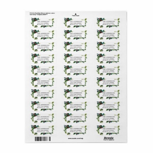 Aquarellkiefer Cone Weihnachten Rücksendeadresse (Vorne)