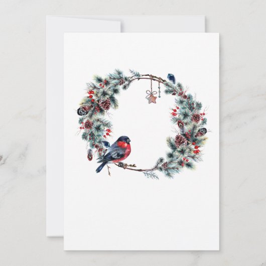 Aquarellkiefer Cones Branch FOTO Weihnachtsfest Pa Einladung (Rückseite)