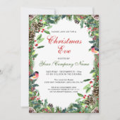 Aquarellkiefer Cones Branchweihnachtsfeier Einladung (Vorderseite)