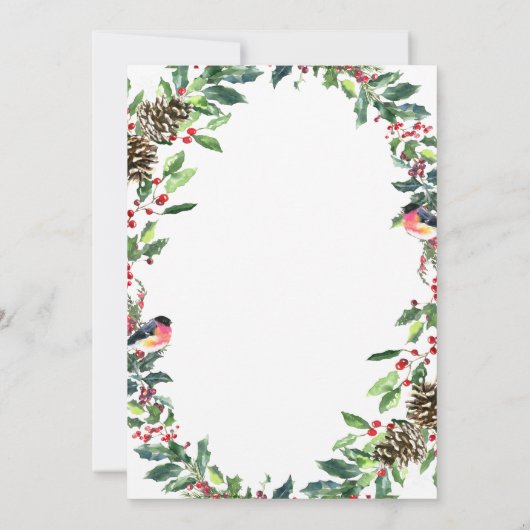 Aquarellkiefer Cones Branntweinweihnachtsfest Part Einladung (Rückseite)