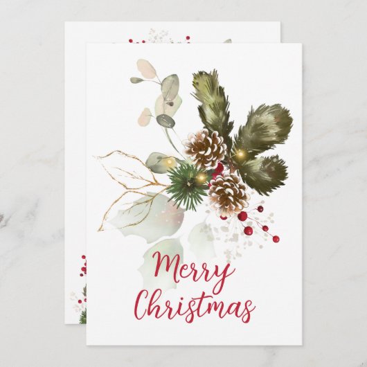 Aquarellkiefer - Cones & Eukalyptus Weihnachten (Vorne/Hinten)