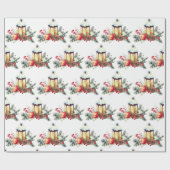 Aquarellkiefer Cones Orange Christmas Laterne Geschenkpapier (Flach)