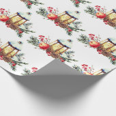 Aquarellkiefer Cones Orange Christmas Laterne Geschenkpapier (Ecke)