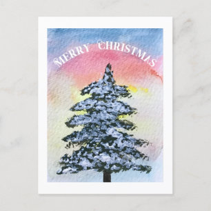 Aquarellkiefer Frohe Weihnachtsbaume Feiertagspostkarte