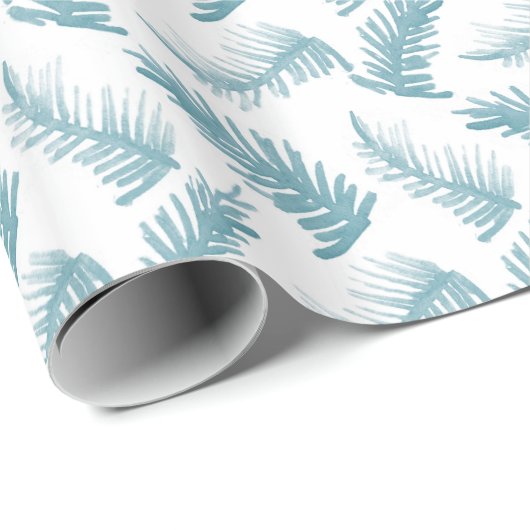 Aquarellkiefer, graublaue Blätter Geschenkpapier (Rolleneckpunkt)