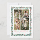 Aquarellkiefer Grenze Multi-Foto Weihnachtskarte Feiertagskarte (Vorderseite)