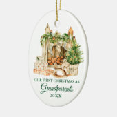 Aquarellkiefer Großeltern Erste Weihnachten Keramik Ornament (Links)
