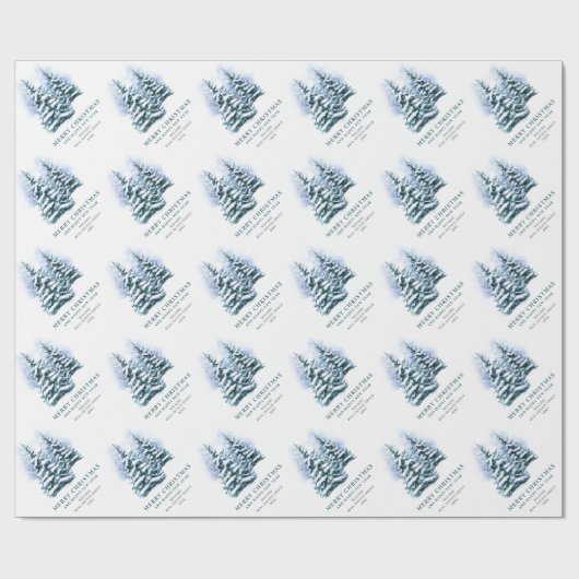 Aquarellkiefer Kloster Weihnachtsbaum Geschenkpapier (Flach)