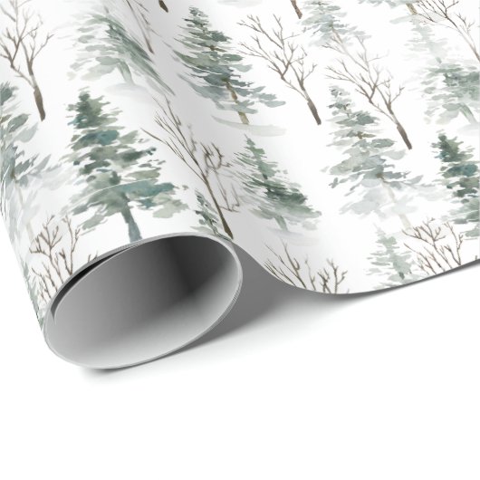 Aquarellkiefer Kloster Weihnachtsbaum Geschenkpapier (Rolleneckpunkt)