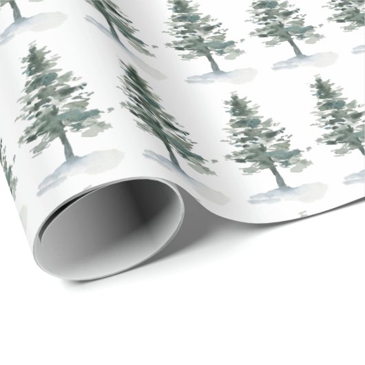 Aquarellkiefer Kloster Weihnachtsbaum Geschenkpapier (Rolleneckpunkt)