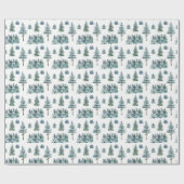 Aquarellkiefer Kloster Weihnachtsbaum Geschenkpapier (Flach)