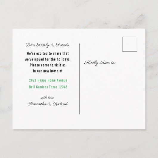 Aquarellkiefer Neue Zuhause für den Urlaub Ankündigungspostkarte (Rückseite)