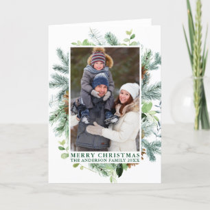Aquarellkiefer Rahmen Grün Frohe Weihnachten