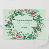 Aquarellkiefer und Berry Kranz Weihnachtsfest Foto Folieneinladung (Rückseite)