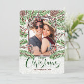 Aquarellkiefer und Branchen Frohe Weihnachten Foto (Stehend Vorderseite)