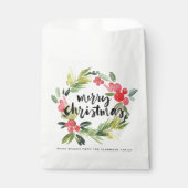 Aquarellkiefer und Holly Wreath Frohe Weihnachten Geschenktütchen (Vorderseite)