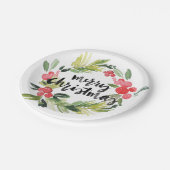 Aquarellkiefer und Holly Wreath Frohe Weihnachten Pappteller (Schrägansicht)