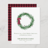 Aquarellkiefer und Pinienwälder Weihnachtsfeiertag Feiertagskarte (Vorne/Hinten)