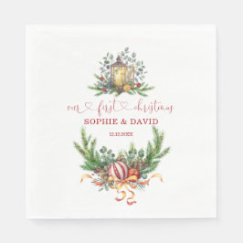 Aquarellkiefer Unsere 1. Weihnachtsball-Kalligraph Serviette