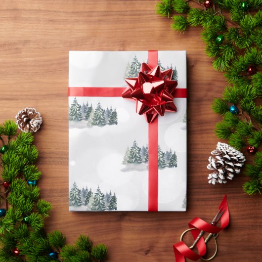 Aquarellkiefer, Wald Geschenkpapier (Feiertagsgeschenk)