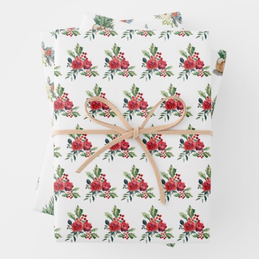 Aquarellkiefer Weihnachtsblumenbaum Geschenkpapier Set (Beispiel)