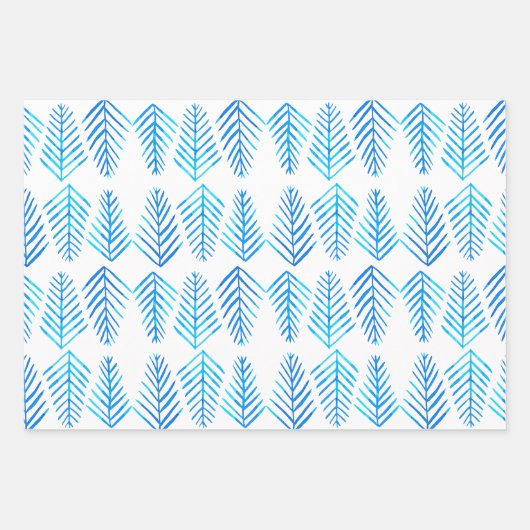 Aquarellkiefern - blau geschenkpapier set (Vorderseite 3)