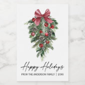 Aquarellkiefern Calligraphie Tinte Holiday Mini Weinetikett (Einzelnes Label)