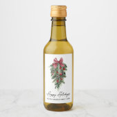 Aquarellkiefern Calligraphie Tinte Holiday Mini Weinetikett (Vorderseite)