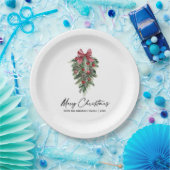 Aquarellkiefern Calligraphie Tinte Weihnachten Pappteller (Party)