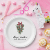 Aquarellkiefern Calligraphie Tinte Weihnachten Pappteller (Party)