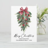 Aquarellkiefern Calligraphie Tinte Weihnachten Rot (Stehend Vorderseite)