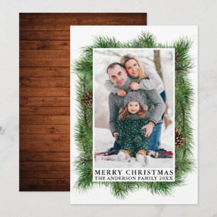 Aquarellkiefern Holz Frohe Weihnachtszeit Foto Feiertagskarte