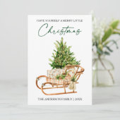 Aquarellkiefern Kalligraphie-Schrift Feiertagskarte (Stehend Vorderseite)