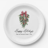 Aquarellkiefern Kalligraphie Tinte Holiday Pappteller (Vorderseite)