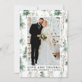 Aquarellkiefern Liebe Dank Hochzeit Dankeskarte